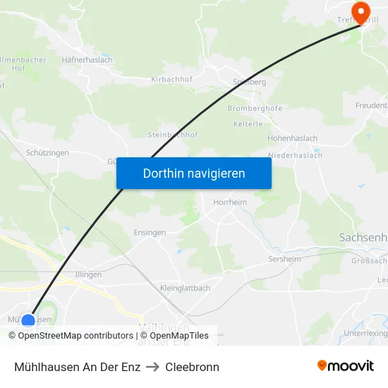 Mühlhausen An Der Enz to Cleebronn map