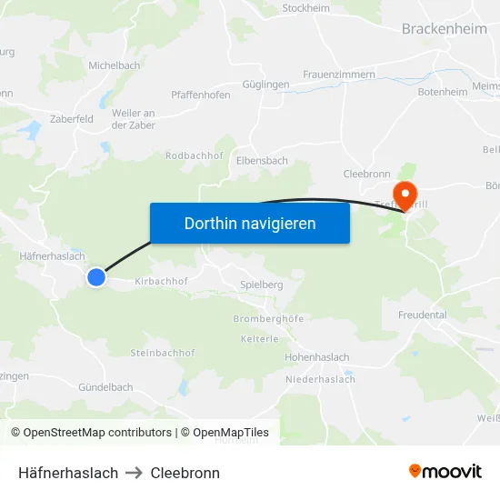 Häfnerhaslach to Cleebronn map