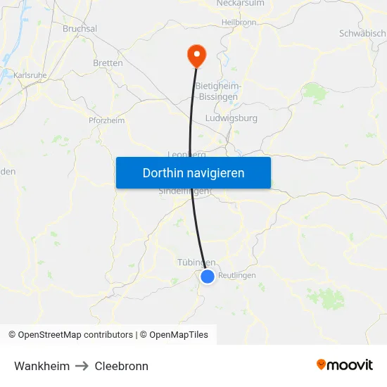 Wankheim to Cleebronn map
