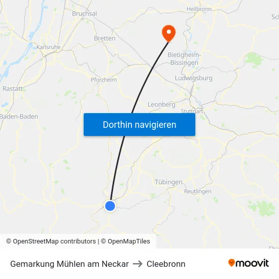 Gemarkung Mühlen am Neckar to Cleebronn map
