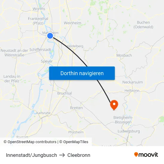 Innenstadt/Jungbusch to Cleebronn map