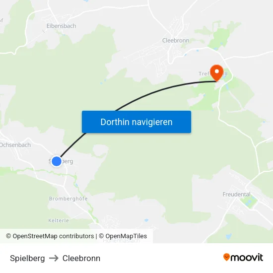 Spielberg to Cleebronn map