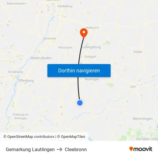 Gemarkung Lautlingen to Cleebronn map