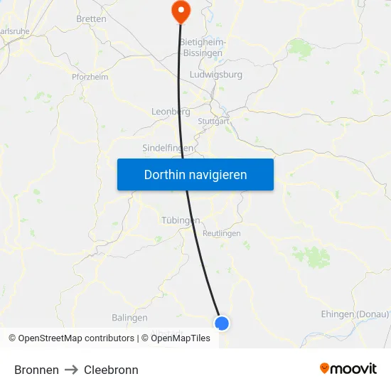 Bronnen to Cleebronn map