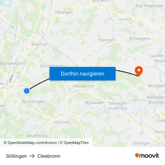 Söllingen to Cleebronn map