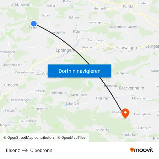 Elsenz to Cleebronn map
