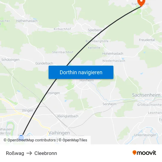 Roßwag to Cleebronn map