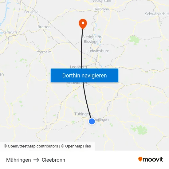 Mähringen to Cleebronn map