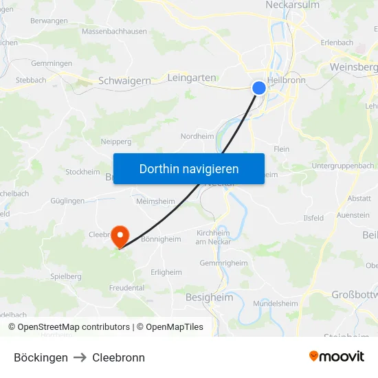 Böckingen to Cleebronn map