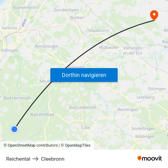 Reichental to Cleebronn map