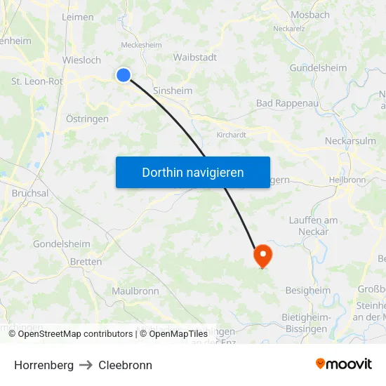 Horrenberg to Cleebronn map