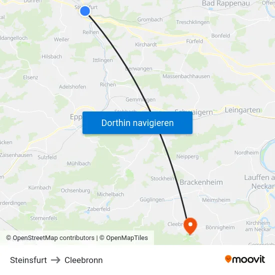 Steinsfurt to Cleebronn map