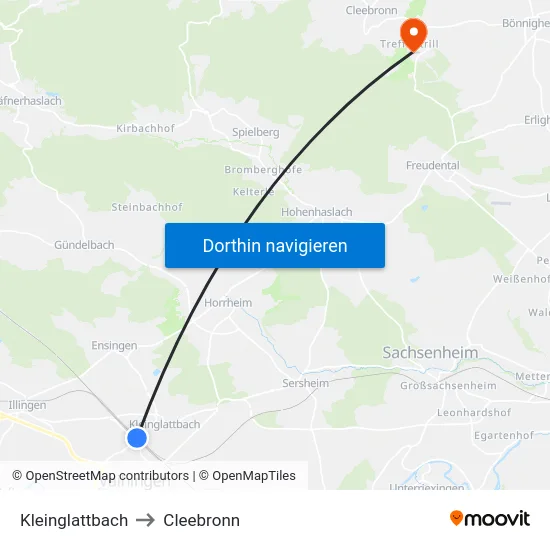 Kleinglattbach to Cleebronn map