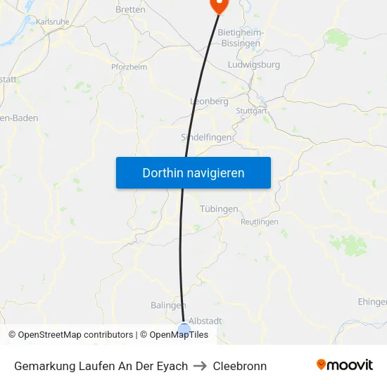 Gemarkung Laufen An Der Eyach to Cleebronn map