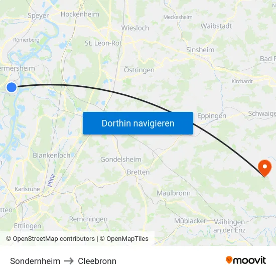 Sondernheim to Cleebronn map