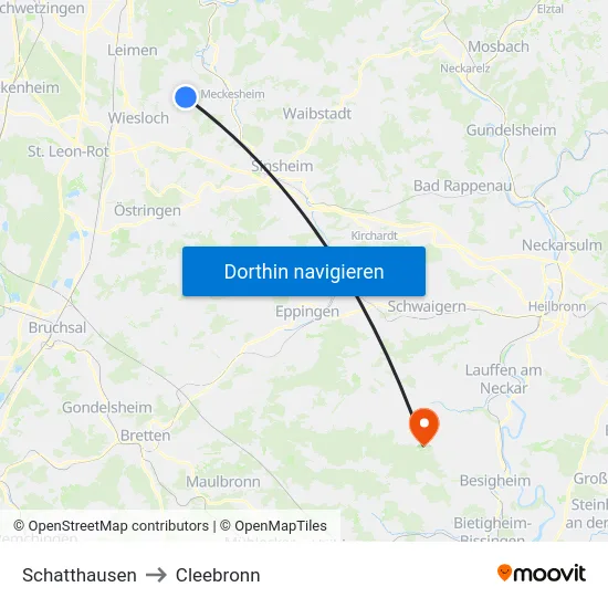 Schatthausen to Cleebronn map