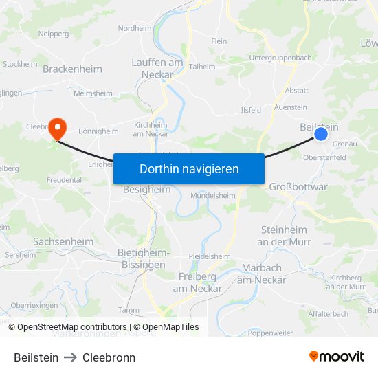 Beilstein to Cleebronn map