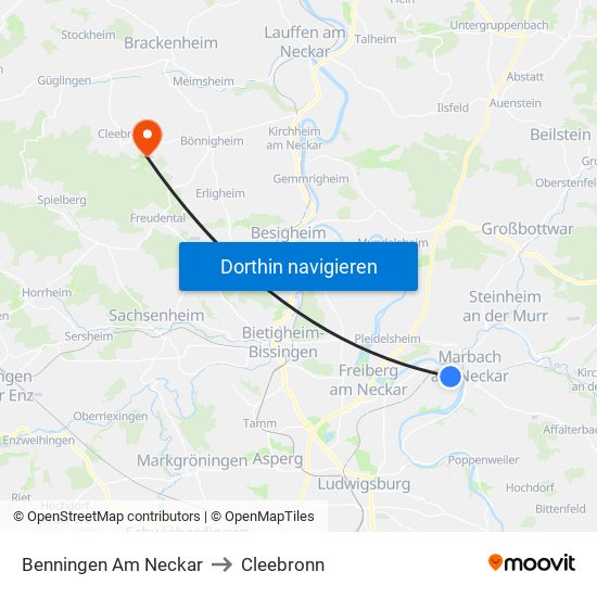Benningen Am Neckar to Cleebronn map