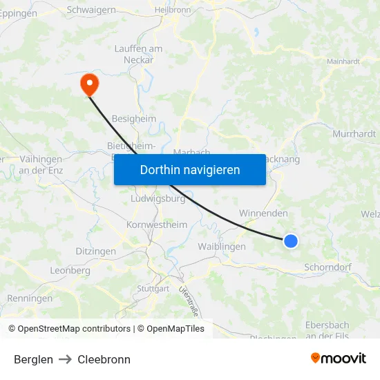 Berglen to Cleebronn map