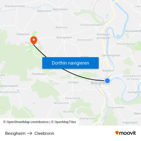Besigheim to Cleebronn map