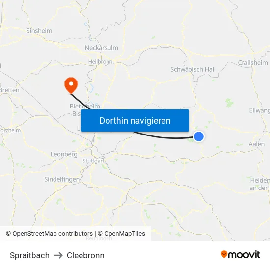 Spraitbach to Cleebronn map