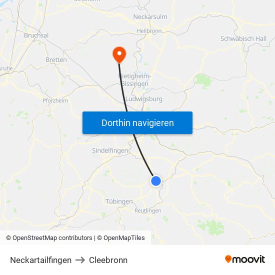 Neckartailfingen to Cleebronn map