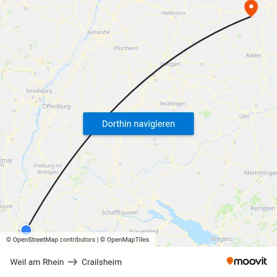 Weil am Rhein to Crailsheim map