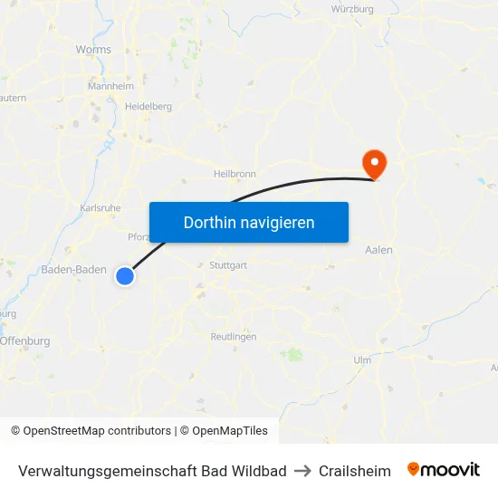 Verwaltungsgemeinschaft Bad Wildbad to Crailsheim map