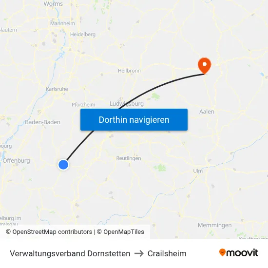 Verwaltungsverband Dornstetten to Crailsheim map