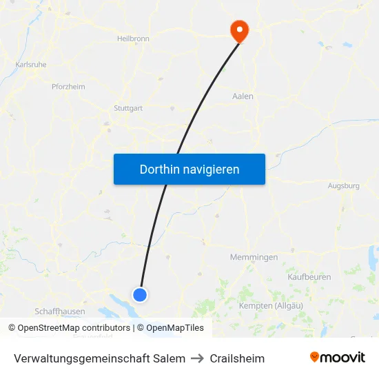 Verwaltungsgemeinschaft Salem to Crailsheim map