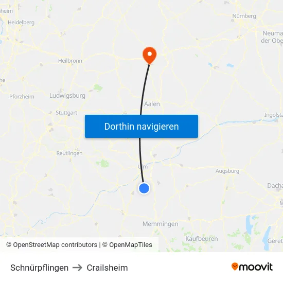 Schnürpflingen to Crailsheim map