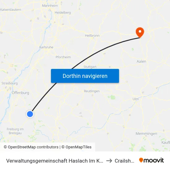 Verwaltungsgemeinschaft Haslach Im Kinzigtal to Crailsheim map