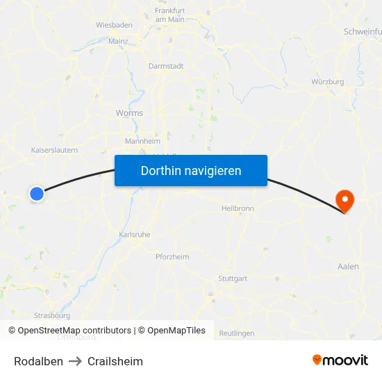 Rodalben to Crailsheim map