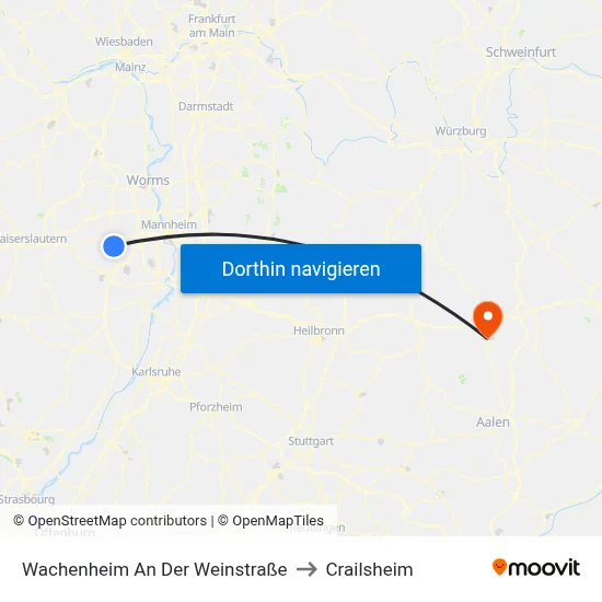 Wachenheim An Der Weinstraße to Crailsheim map