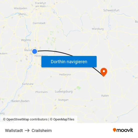 Wallstadt to Crailsheim map