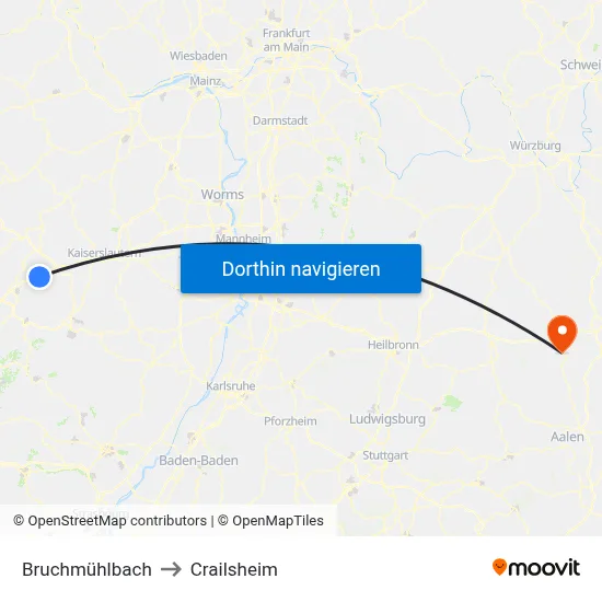 Bruchmühlbach to Crailsheim map