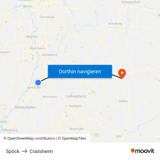 Spöck to Crailsheim map