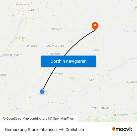 Gemarkung Stockenhausen to Crailsheim map