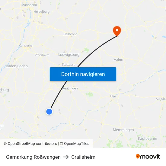 Gemarkung Roßwangen to Crailsheim map