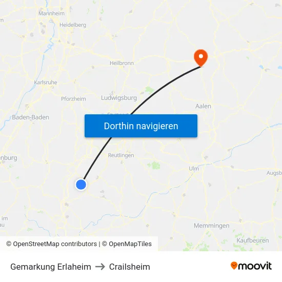 Gemarkung Erlaheim to Crailsheim map