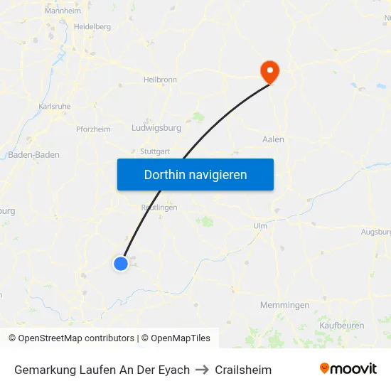 Gemarkung Laufen An Der Eyach to Crailsheim map