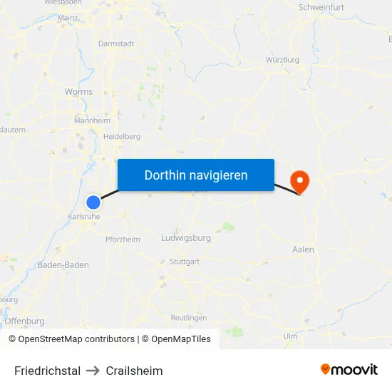 Friedrichstal to Crailsheim map