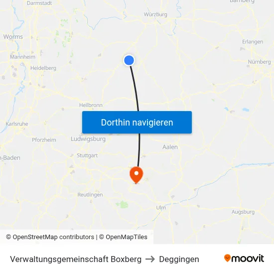 Verwaltungsgemeinschaft Boxberg to Deggingen map