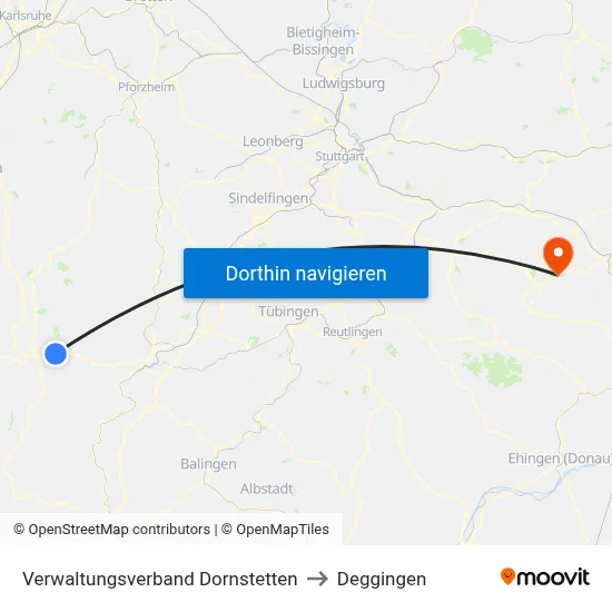 Verwaltungsverband Dornstetten to Deggingen map