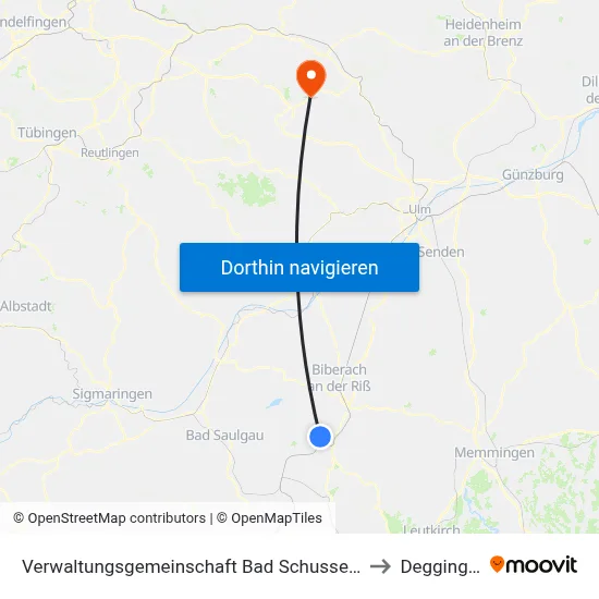 Verwaltungsgemeinschaft Bad Schussenried to Deggingen map