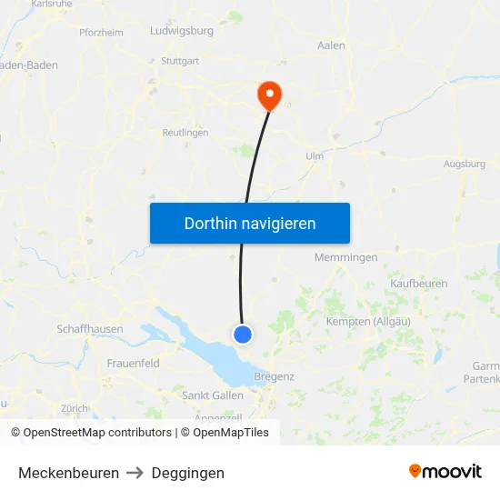 Meckenbeuren to Deggingen map