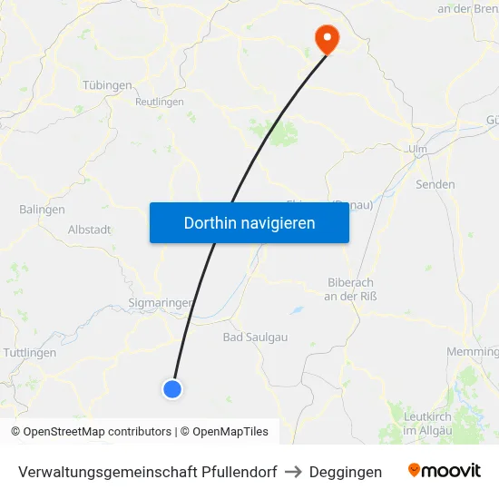 Verwaltungsgemeinschaft Pfullendorf to Deggingen map