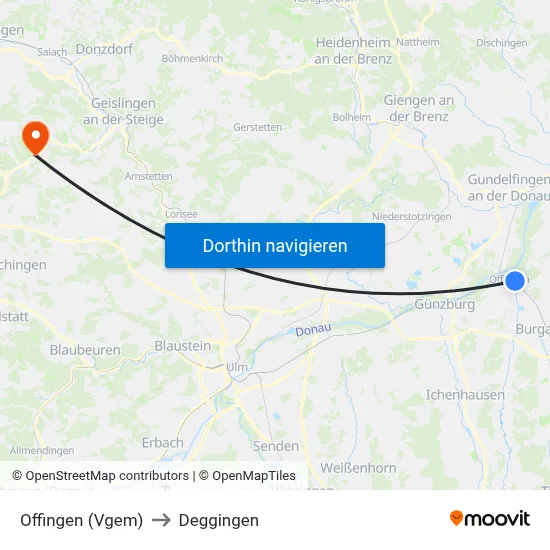 Offingen (Vgem) to Deggingen map