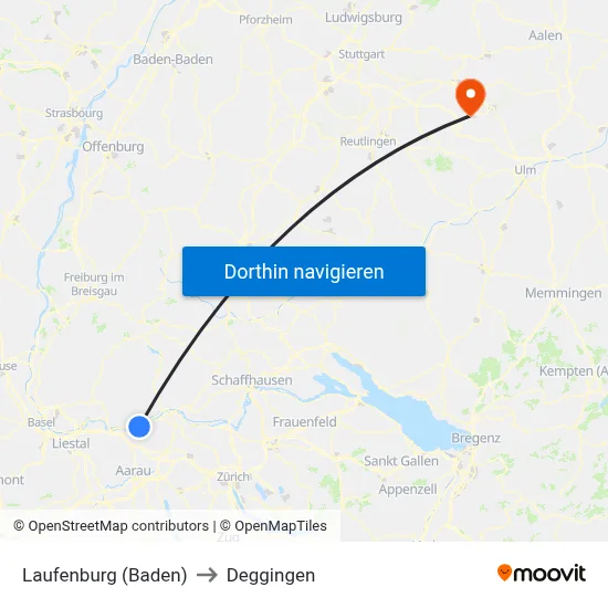 Laufenburg (Baden) to Deggingen map