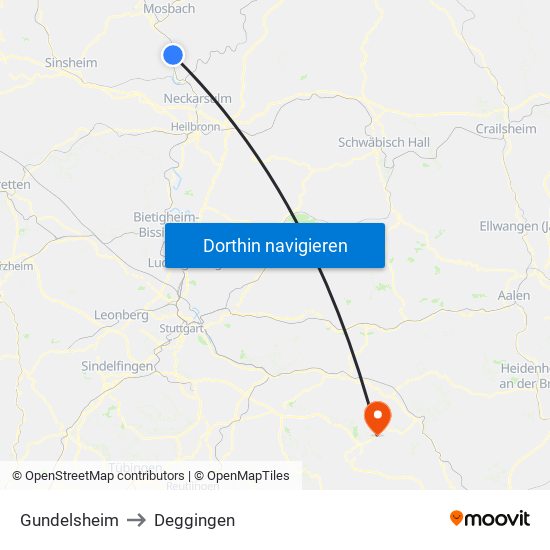Gundelsheim to Deggingen map